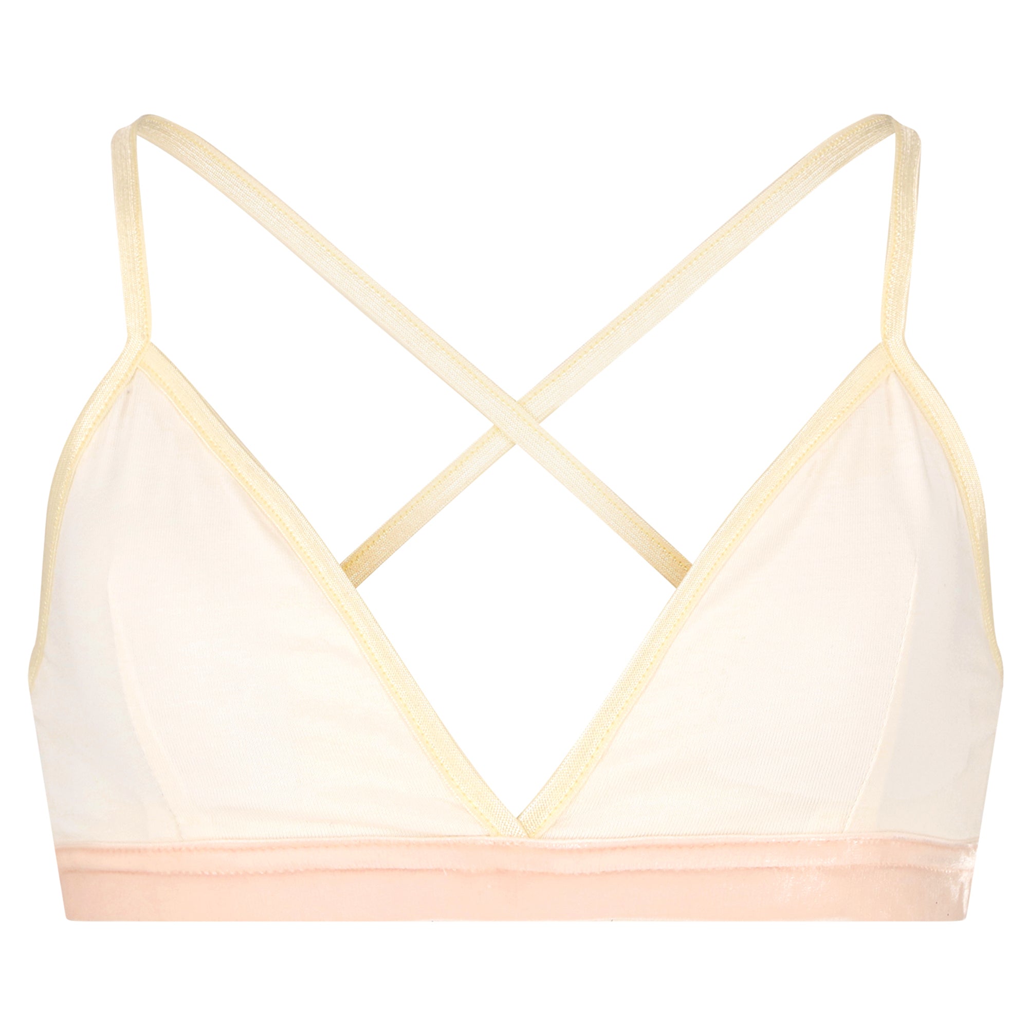 Bralette for young women in cream white, with removable pads and no itchy labels
